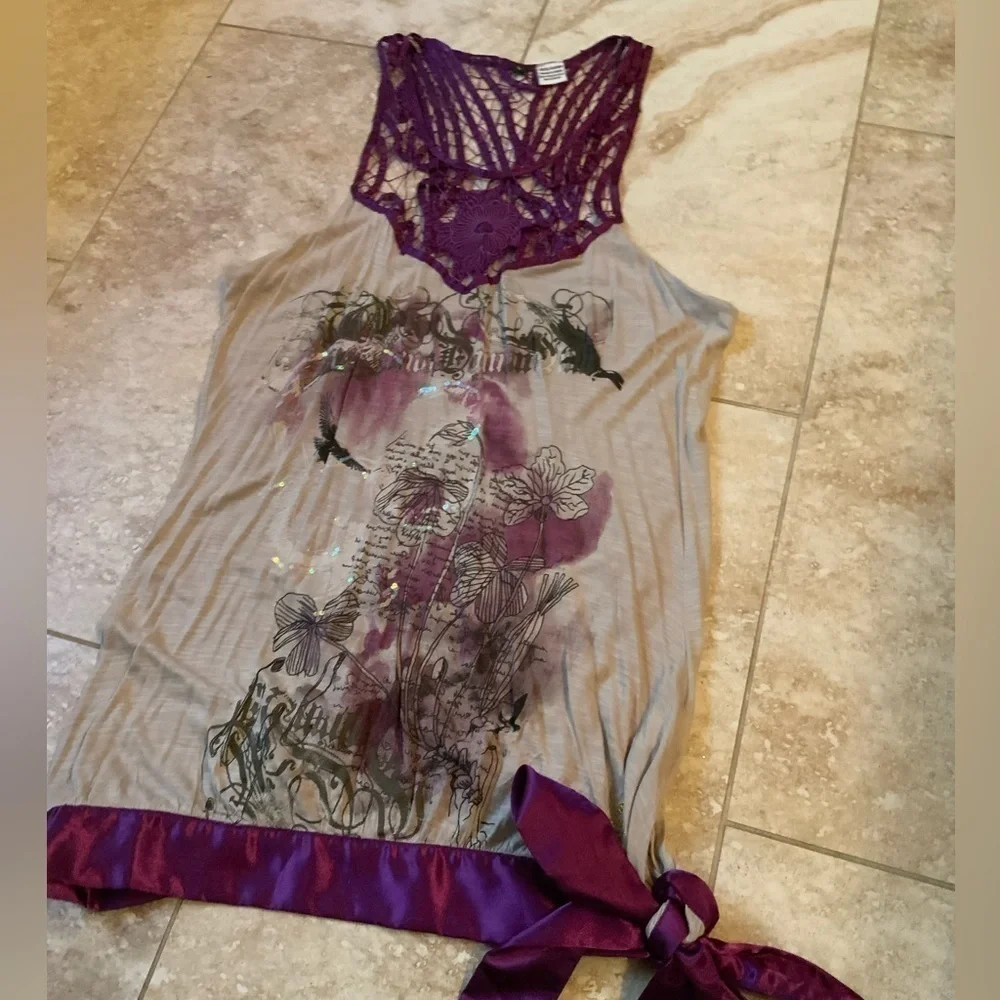 Unique‎ Purple and tan bathing suit cover up